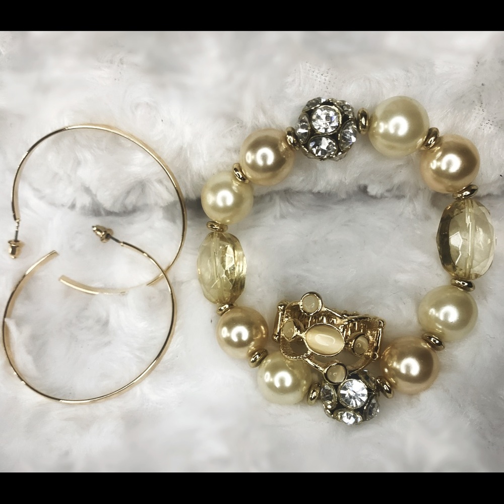 Champagne Bracelet, Earrings, Ring Set